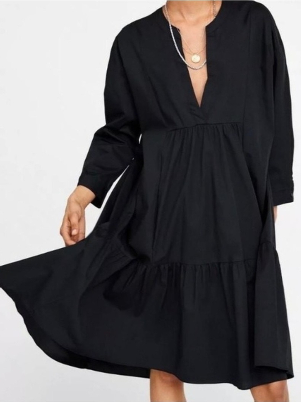 Zara Poplin Oversize Midi Dress Size XS